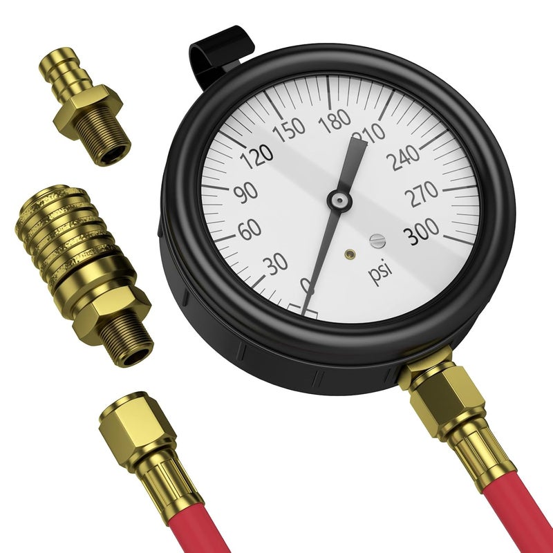 Moker TU-32-20 Compuchek Fuel Pressure Test Gauge, 0-300 PSI, Fits Cummins & Other Diesel Engines with Compuchek Ports, 6-Foot Hose for Road Testing - Image 2